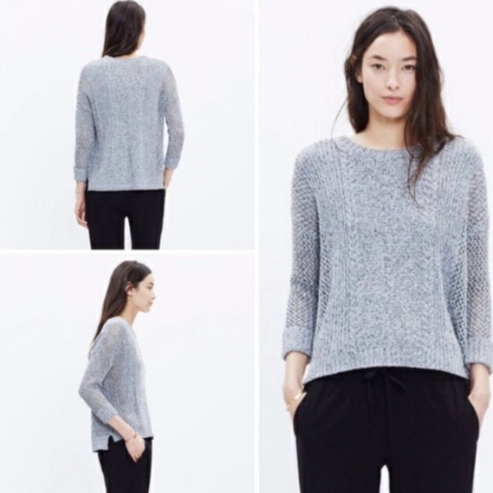 Madewell Marled Knit Plaza Crewneck Pullover Sweater - Picture 2 of 10